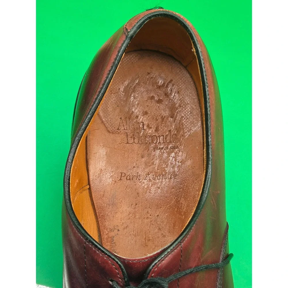 Allen Edmonds Mens Park Avenue Burgundy Leather Cap Toe Oxford Shoes 14 EEE 5875